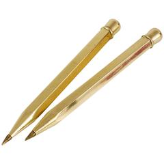 Two Carl Auböck Big Pencil Telephone Ball Pen in Brass, Austria, 1950s 11