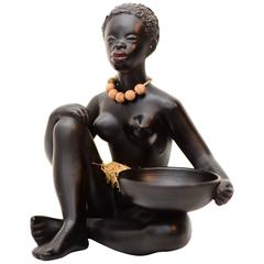 Sculpture de femme africaine par Leopold Anzengruber:: Vienne:: années 1950