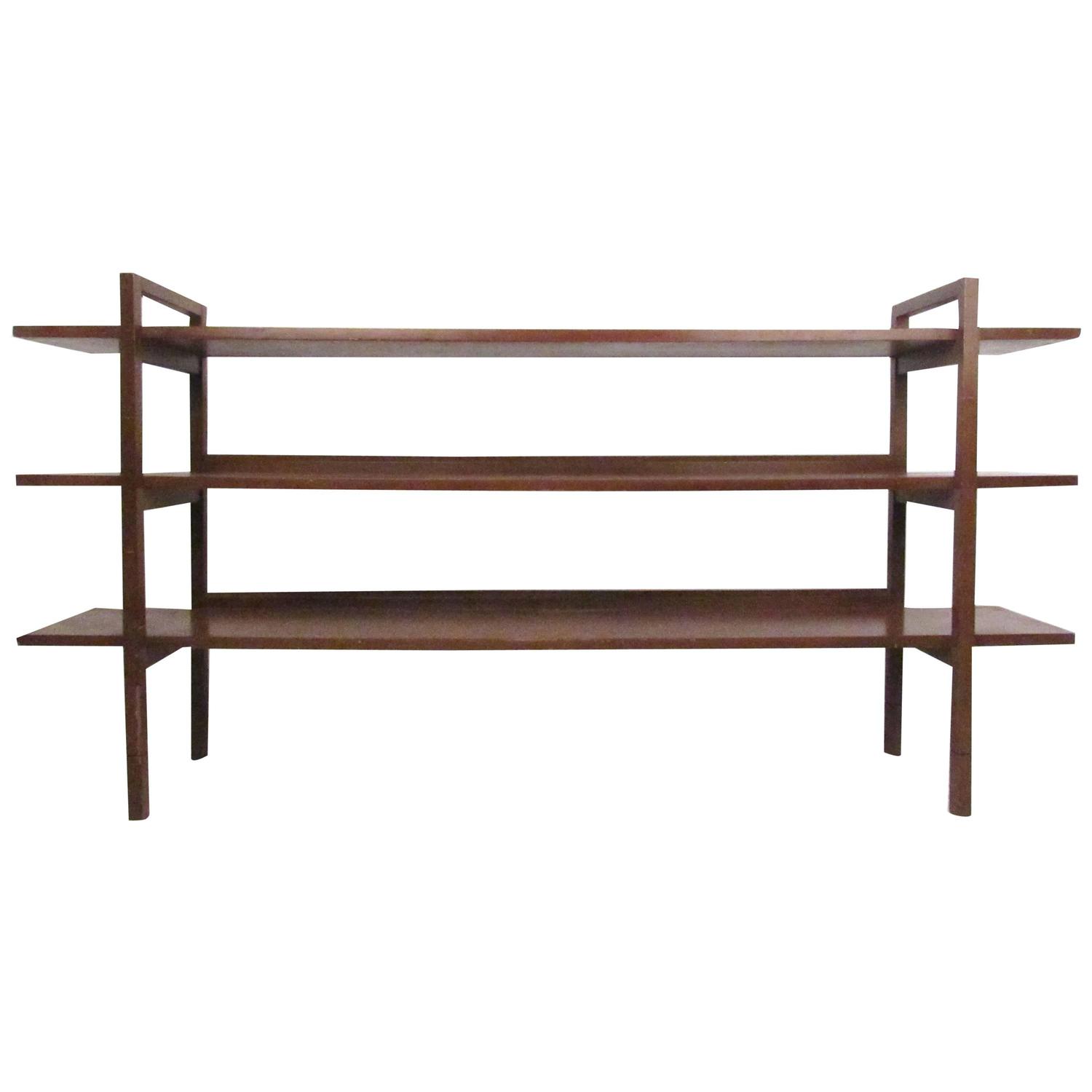 MidCentury Modern Low Bookshelf, Vintage Walnut Bookshelf at 1stdibs