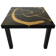 Martha Sturdy, Square Black and Gold Resin Art Application Table