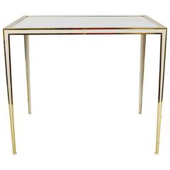 Brass and White Mirror Glass Side Table by Münchner Werkstätten, Germany, 1970