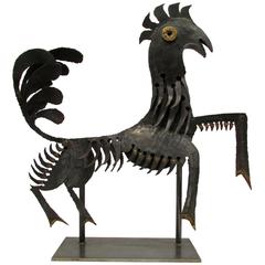 Haitian Metal Rooster Goat Sculpture
