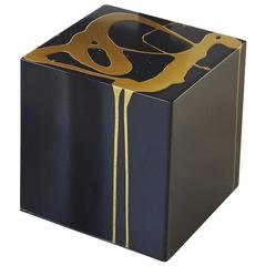 Martha Sturdy, Black and Gold Resin Art Application Stool/ Side Table