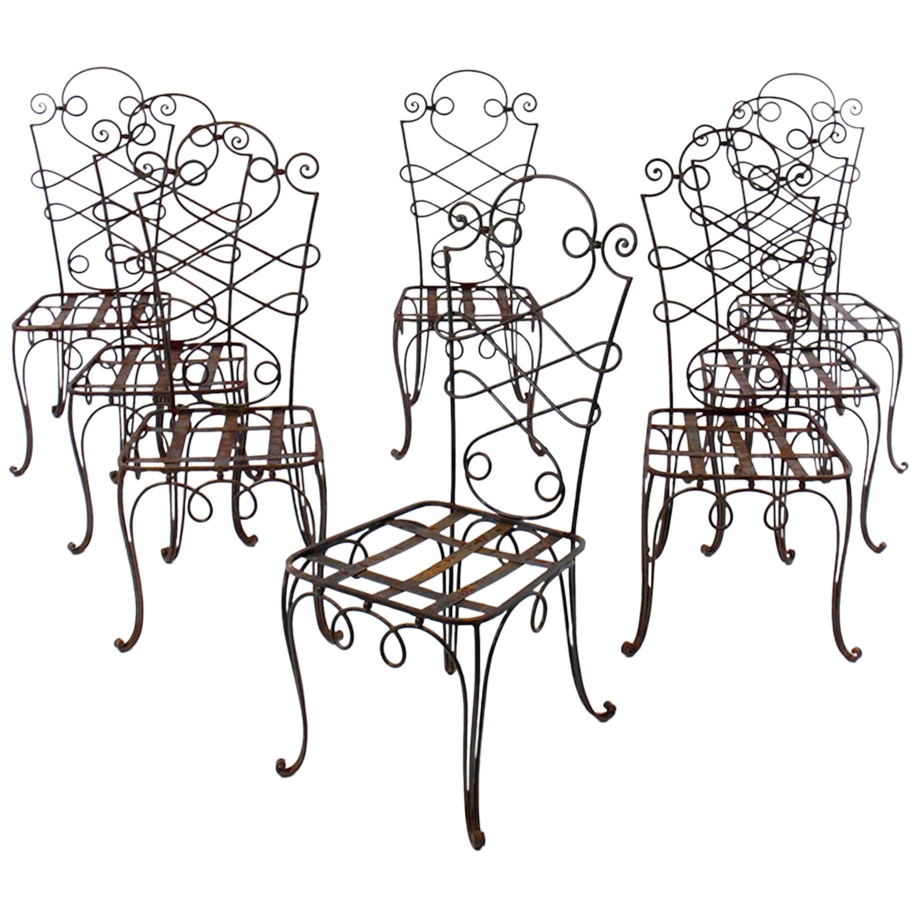 René Prou Rare set of Iron Chairs