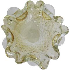 Vintage Murano Clear and Yellow Art Glass Bowl, Italy 11