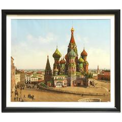 19th Century Photochrom Chromolithograph of the Kremlin Moscow, Russia