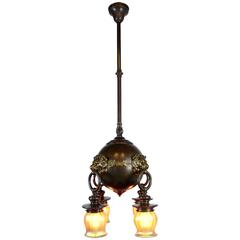 Antique Classic Revival Lion Light Fixture