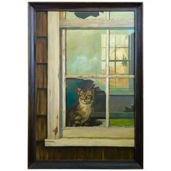 Early 20th Century Folk Art Painting of a Cat