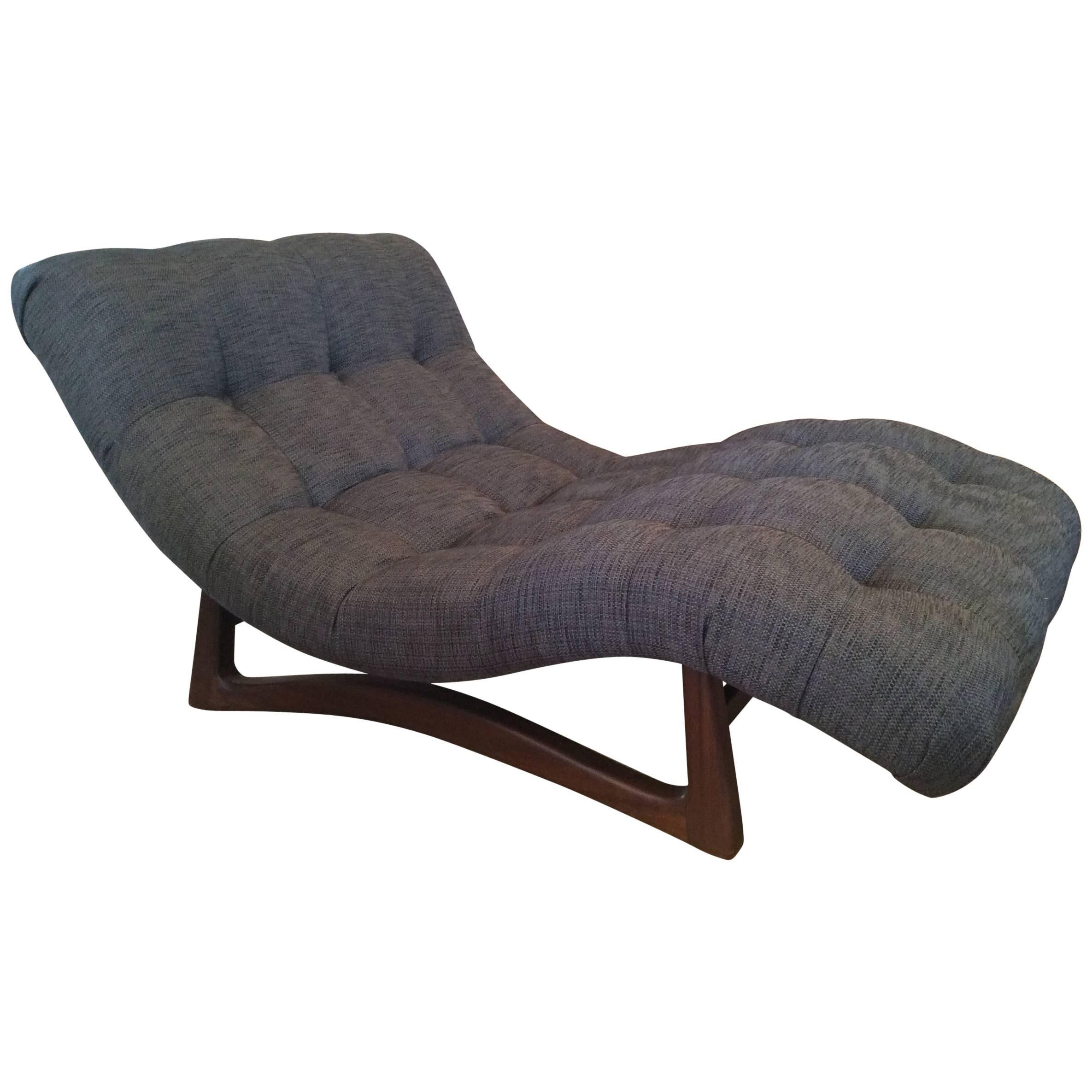 Vintage Adrian Pearsall Curved Chaise Lounge with Walnut Base