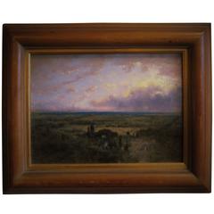 George Inness II Oil on Panel Coastal Plain at Sunrise