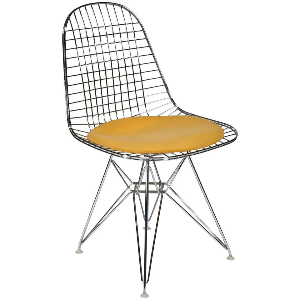 Wire Shell Chair Wire Side Chair 'DKR' with Seat Cushion by Charles and Ray Eames at ...