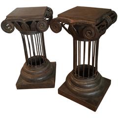 Pair of Arturo Pani Iron Column Side Tables 4