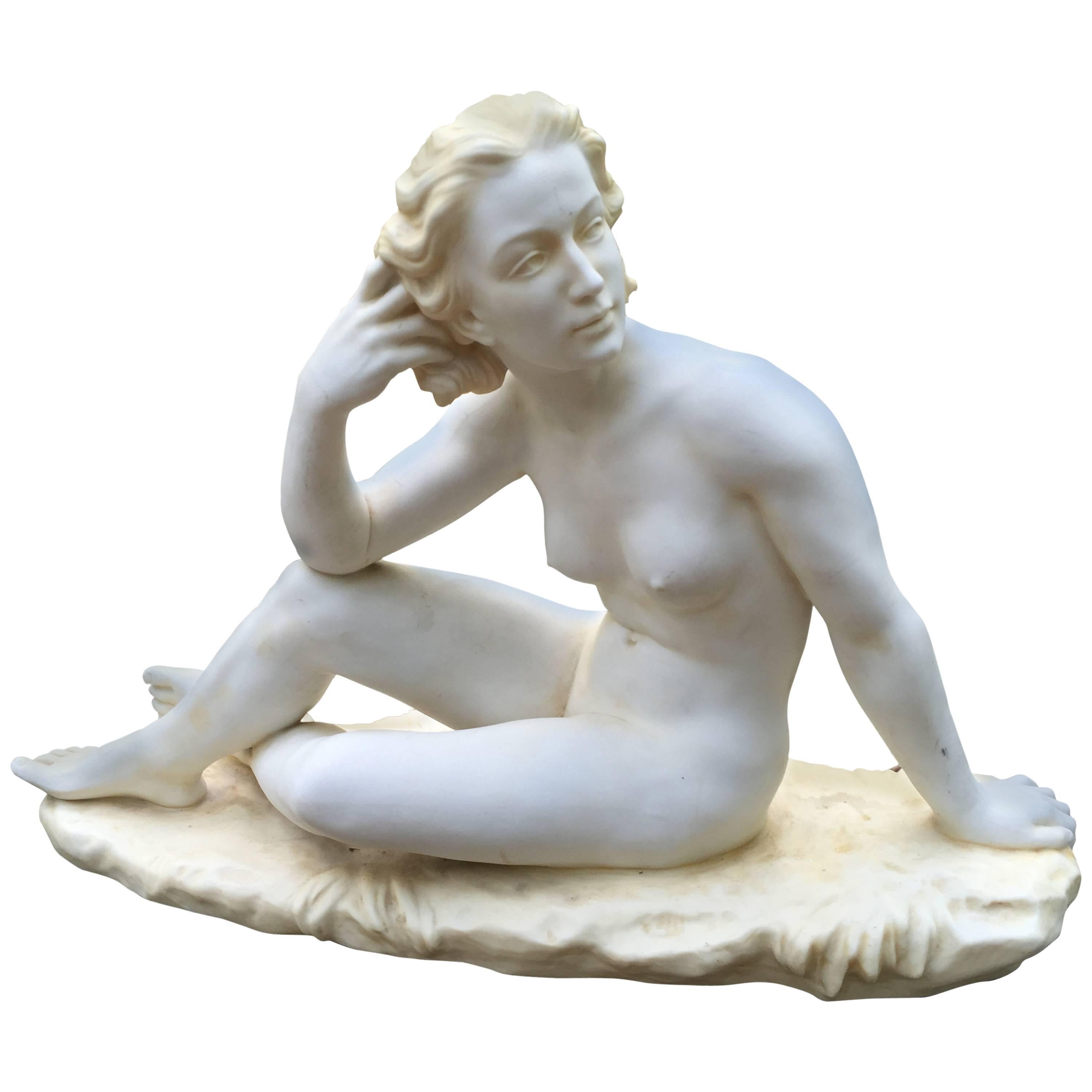 Lovely Erotic Age Nude Sculpture, Art Nouveau, 19th century