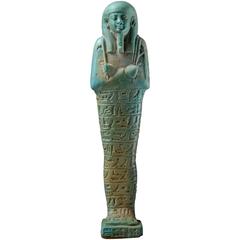 Ancient Egyptian Faience Shabti Figure, 570 BC