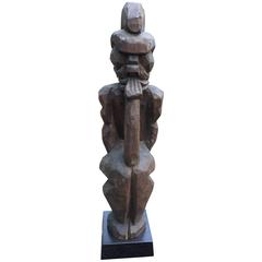 Tall Antique Hawaiian Chief Ali'i Wood Tiki Sculpture 1900  FREE SHIPPING