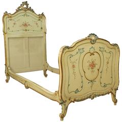 20th Century Venetian Lacquered and Gilt Bed