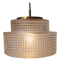 Pure & Simple Designed Brass & 'Diamond' Glass Modernist Pendant Lamp by Vitrika