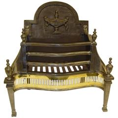 Antique Brass, Cast Iron and Steel Fire Grate, 19th Century