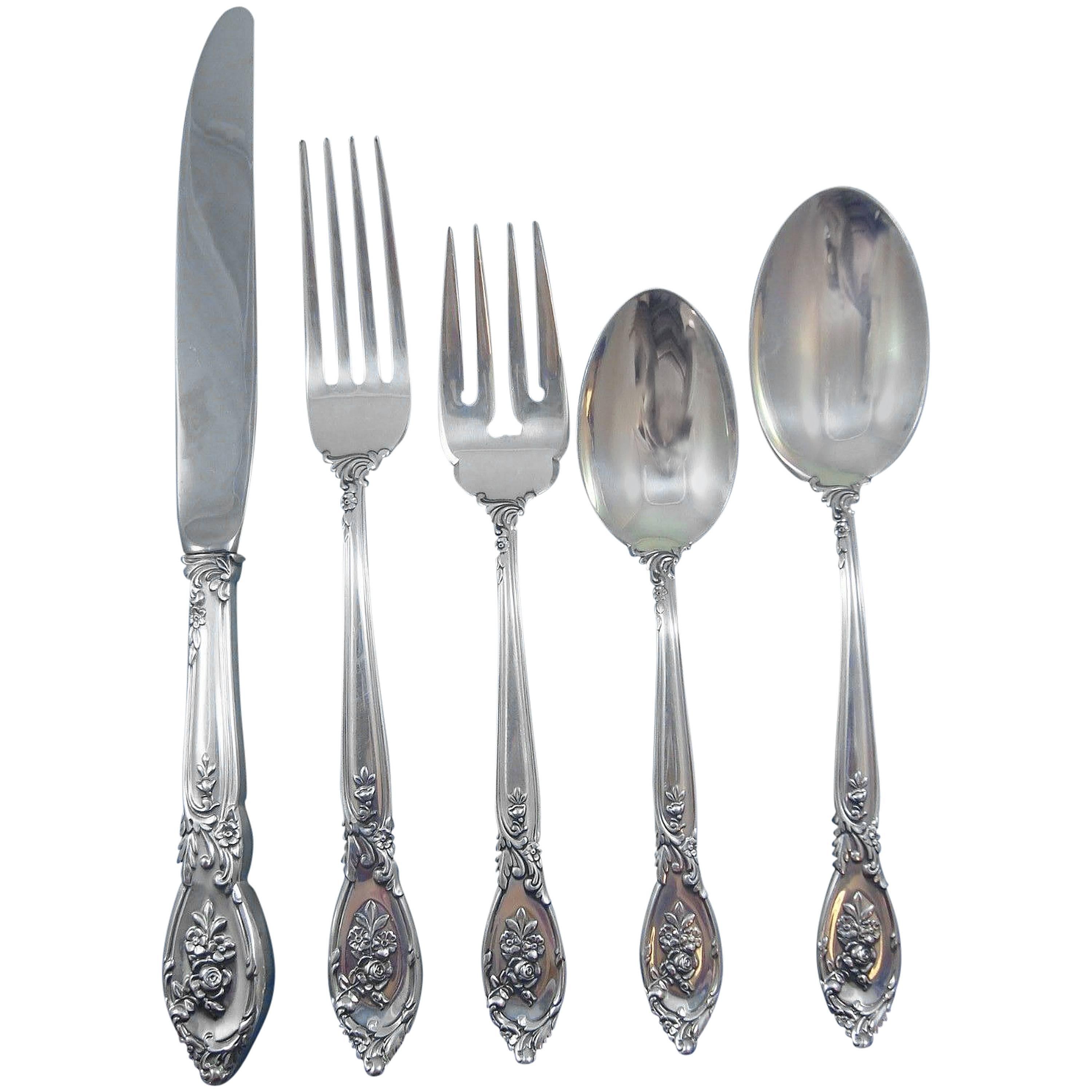 Rose Elegance by Lunt Sterling Silver Flatware Service Set of 63 Pieces