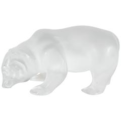 Lalique Frosted Polar Bear Glass Figurine Sculpture