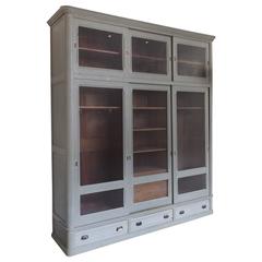 Wonderful Large Late 19th Century French Painted Wood Industrial Cabinet