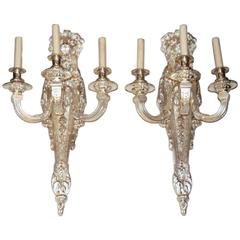 Pair of Large Silver Plated Sconces 7