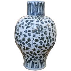 Large Early 20th Century Black and White Ceramic Vase