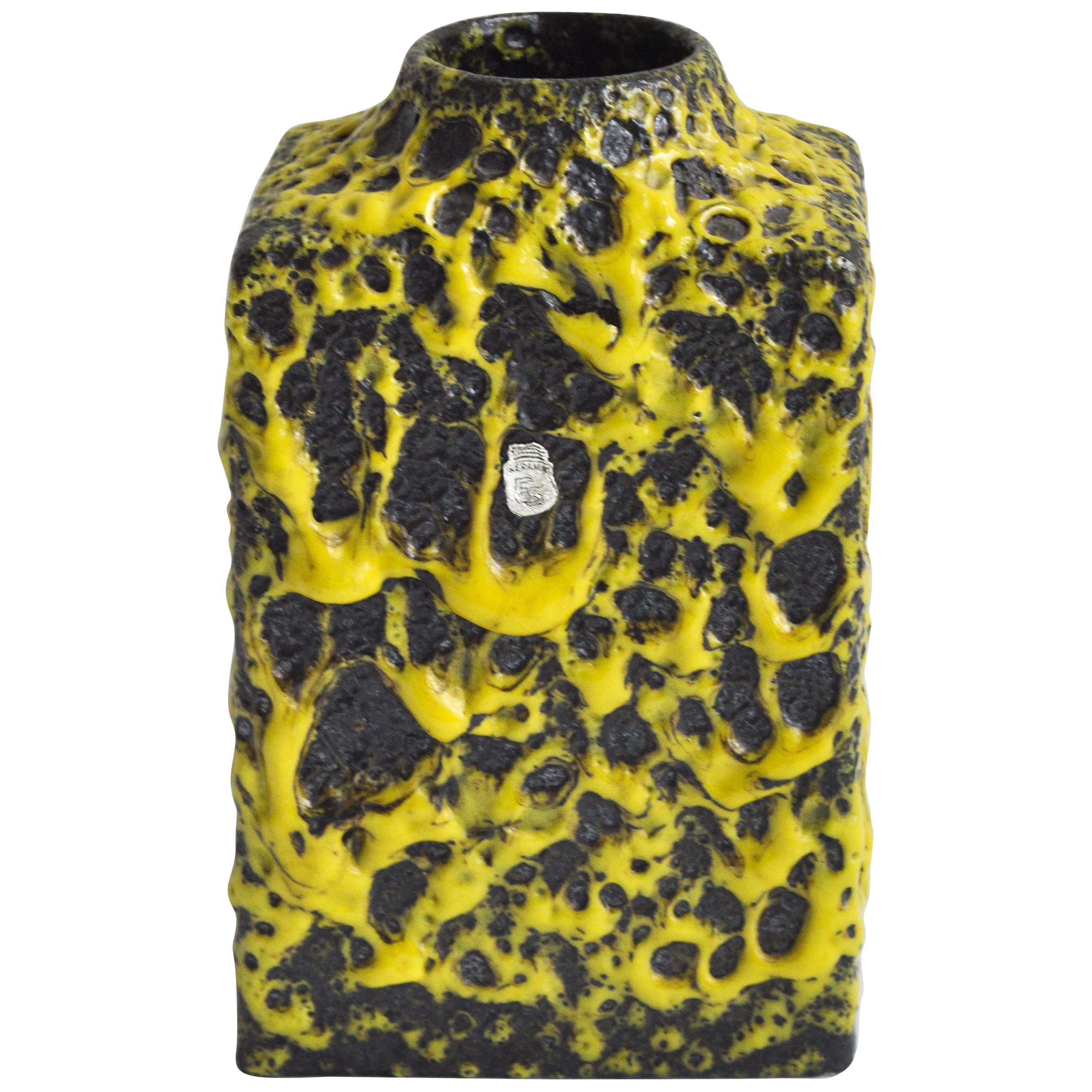 Bright Yellow ES Keramik Fat Lava Vase, 1970s For Sale