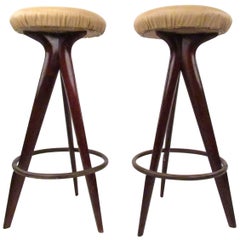 Retro Pair of Mid-Century Modern Bar Stools