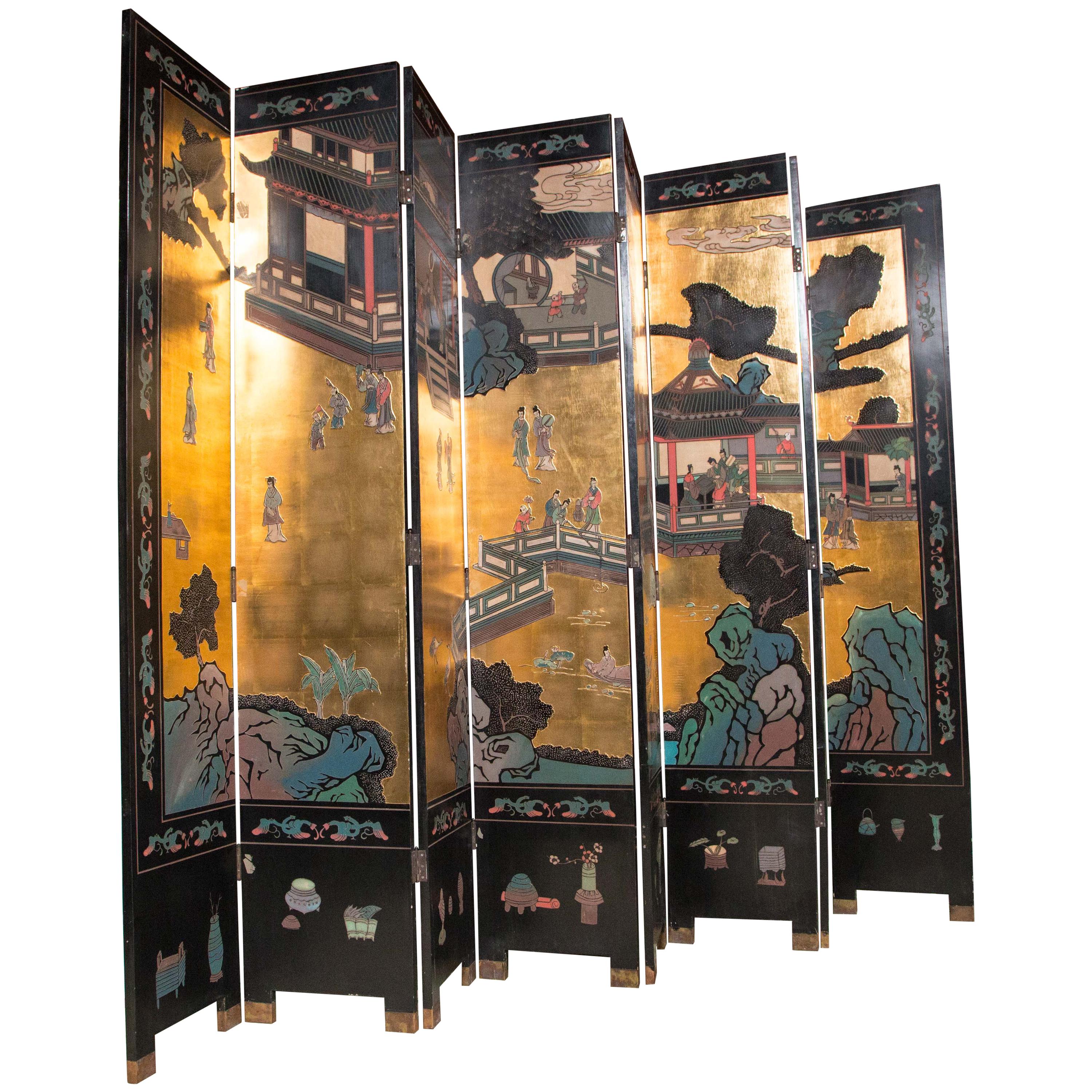 Large 8-Panel Coromandel Screen For Sale