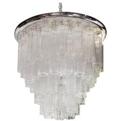 Italian Tronchi Chandelier with Chrome Disk