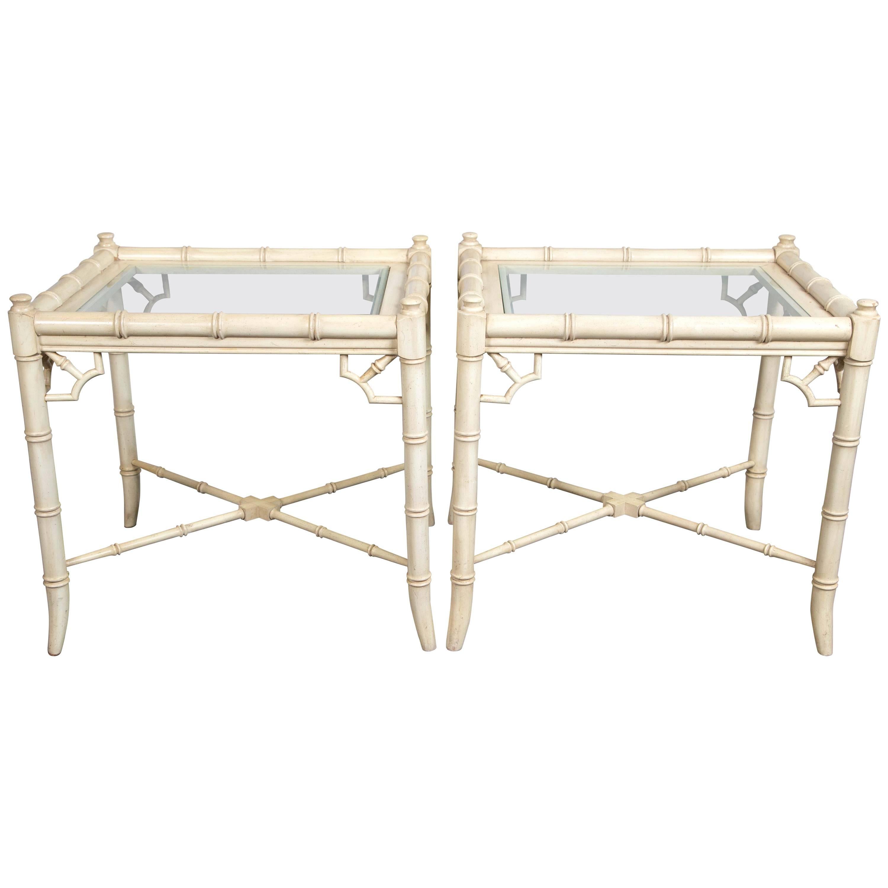 Pair of Ficks Reed Faux Bamboo Side Tables
