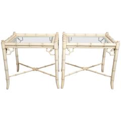 Pair of Ficks Reed Faux Bamboo Side Tables 6