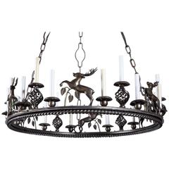 Large Custom-Made Leaping Stag Chandelier 1