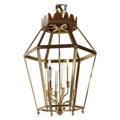 Antique Large Hexagonal Brass Lantern