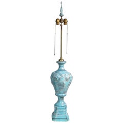 Vintage Italian Pottery Lamp, Aqua