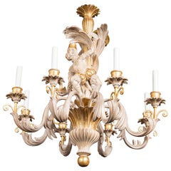 Italian Carved Wood Monkey Chandelier