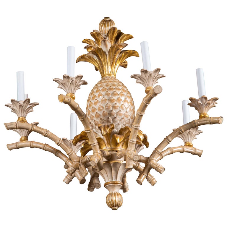 Italian Carved Wood Pineapple Chandelier For Sale at 1stDibs  pineapple  light fixture, vintage pineapple chandelier, pineapple chandeliers