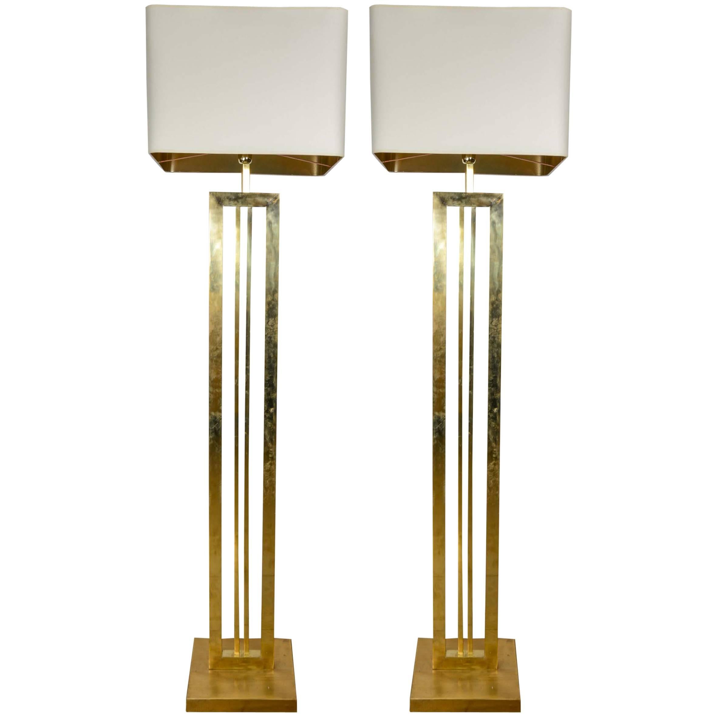 Pair of Brass Floor Lamps at cost price. For Sale