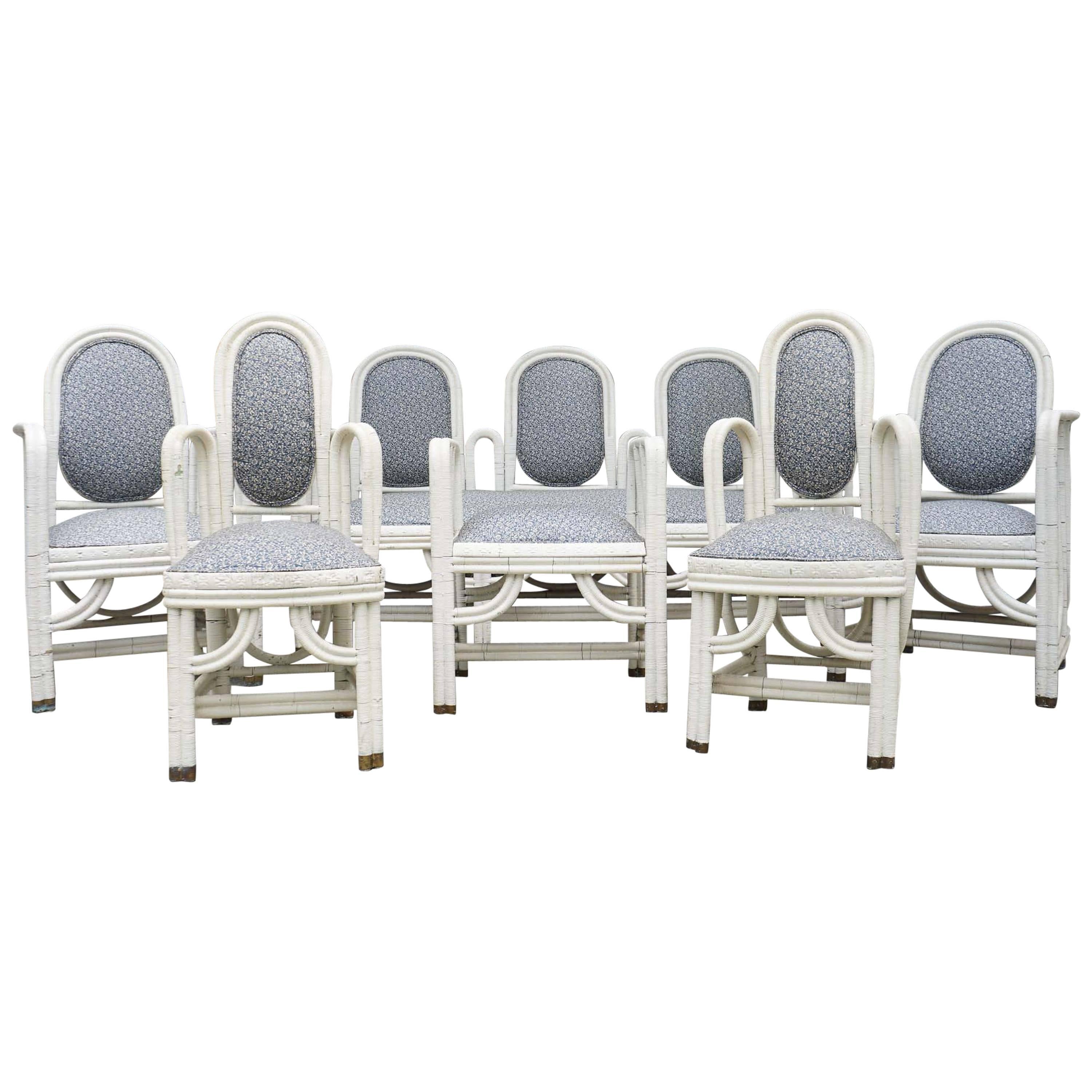 Six-Piece Set of White Wicker Furniture