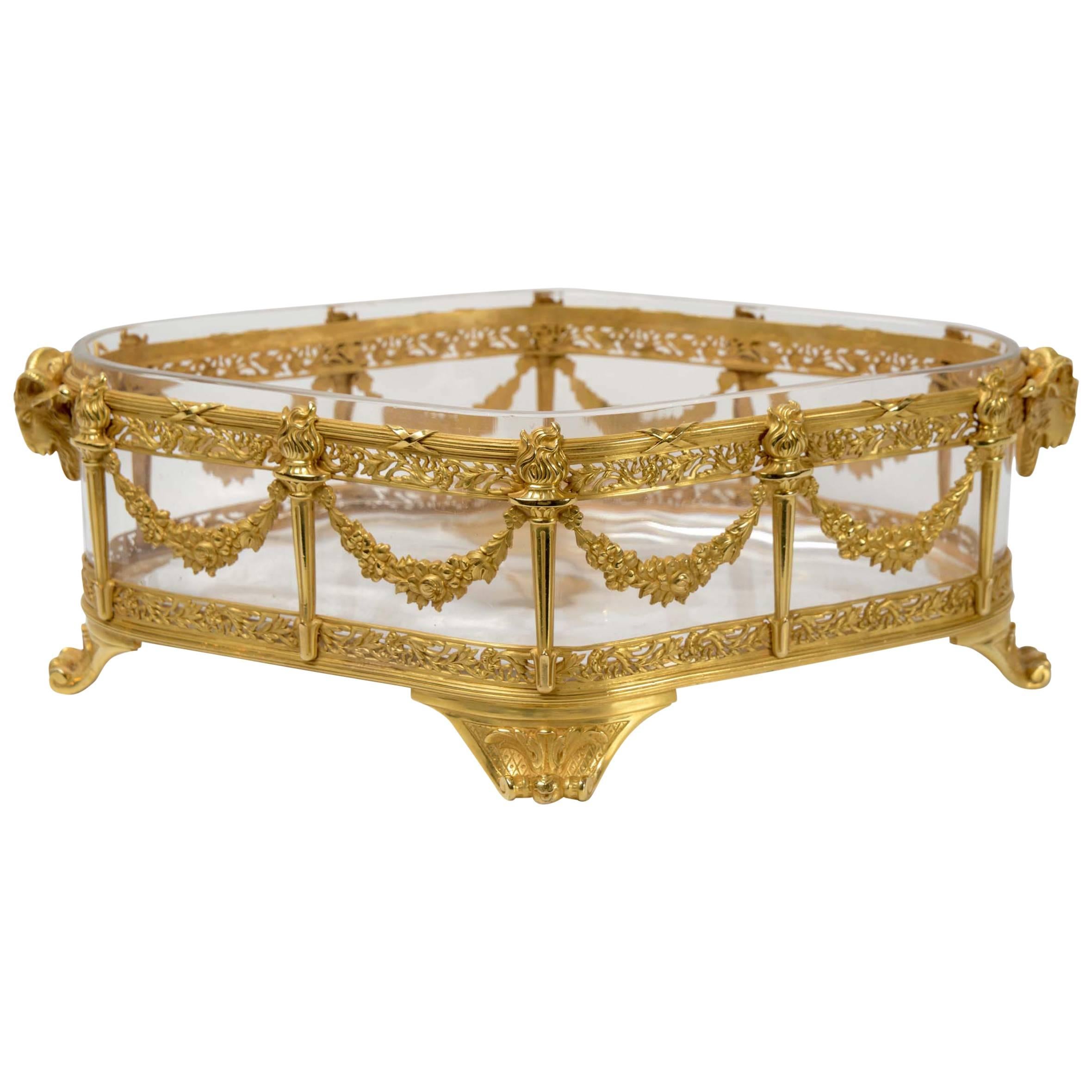 Baccarat Crystal and Gilded Bronze Center of Table For Sale