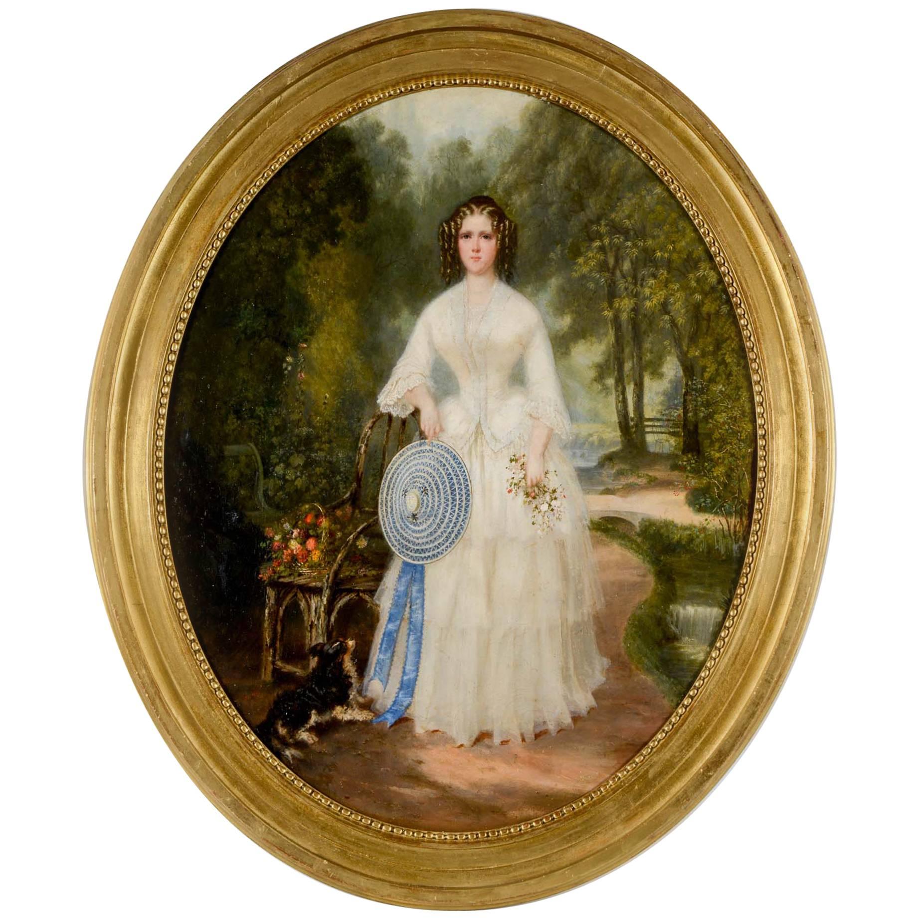 Painting Representing a Young Lady For Sale