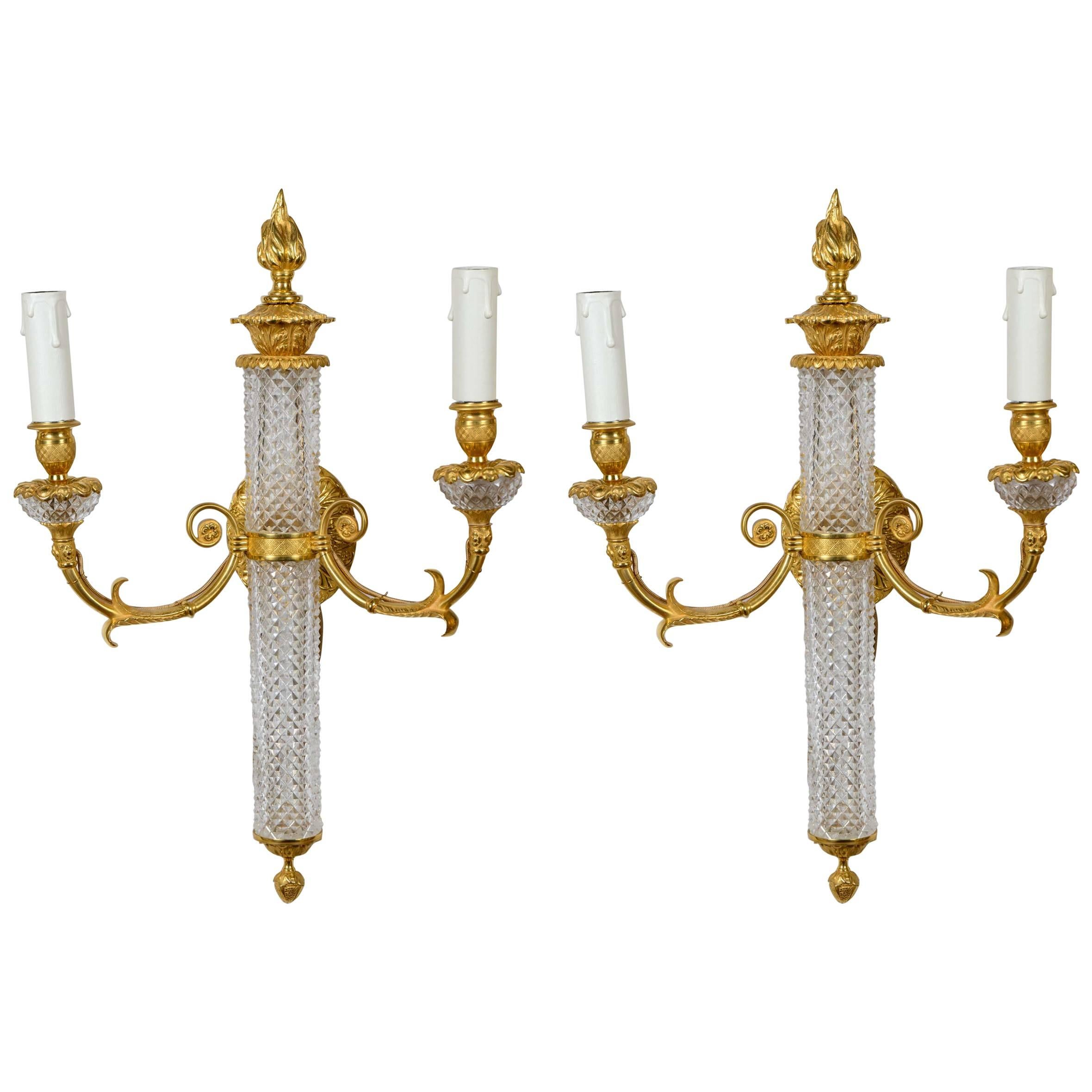 Pair of Baccarat Crystal Sconces