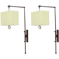 Pair of Swing-Arm Shaded Wall Sconces