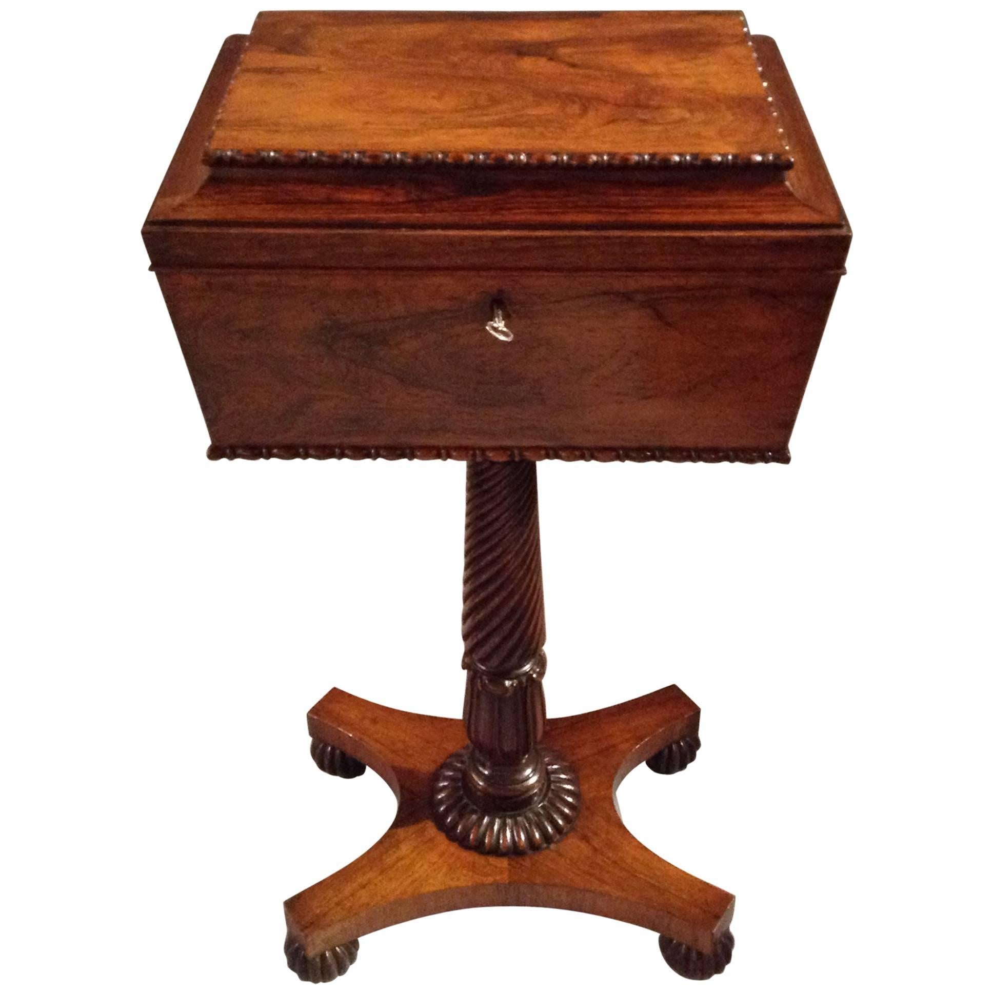 Antique Rosewood English Sewing Stand For Sale