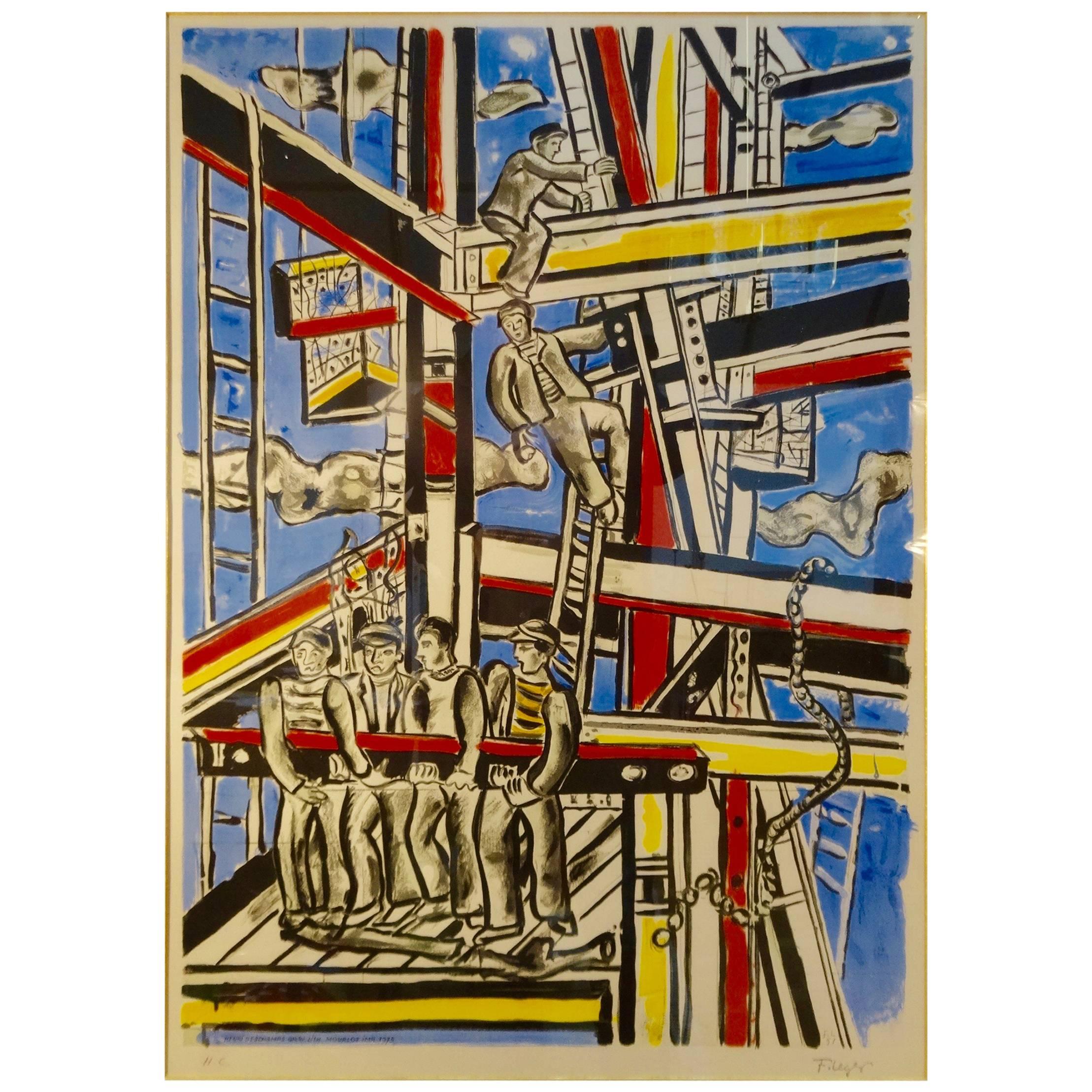 Fernand Léger Les Constructers Lithography by Mourlot For Sale