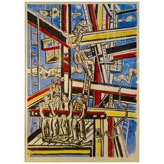Fernand Léger Les Constructers Lithography by Mourlot