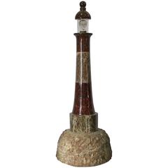 Antique Handcrafted Serpentine Cornwall Table Lamp in the Shape of a Lighthouse 