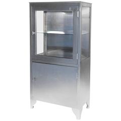 Retro US Army Stainless Steel or Medical Display Cabinet by Blickman