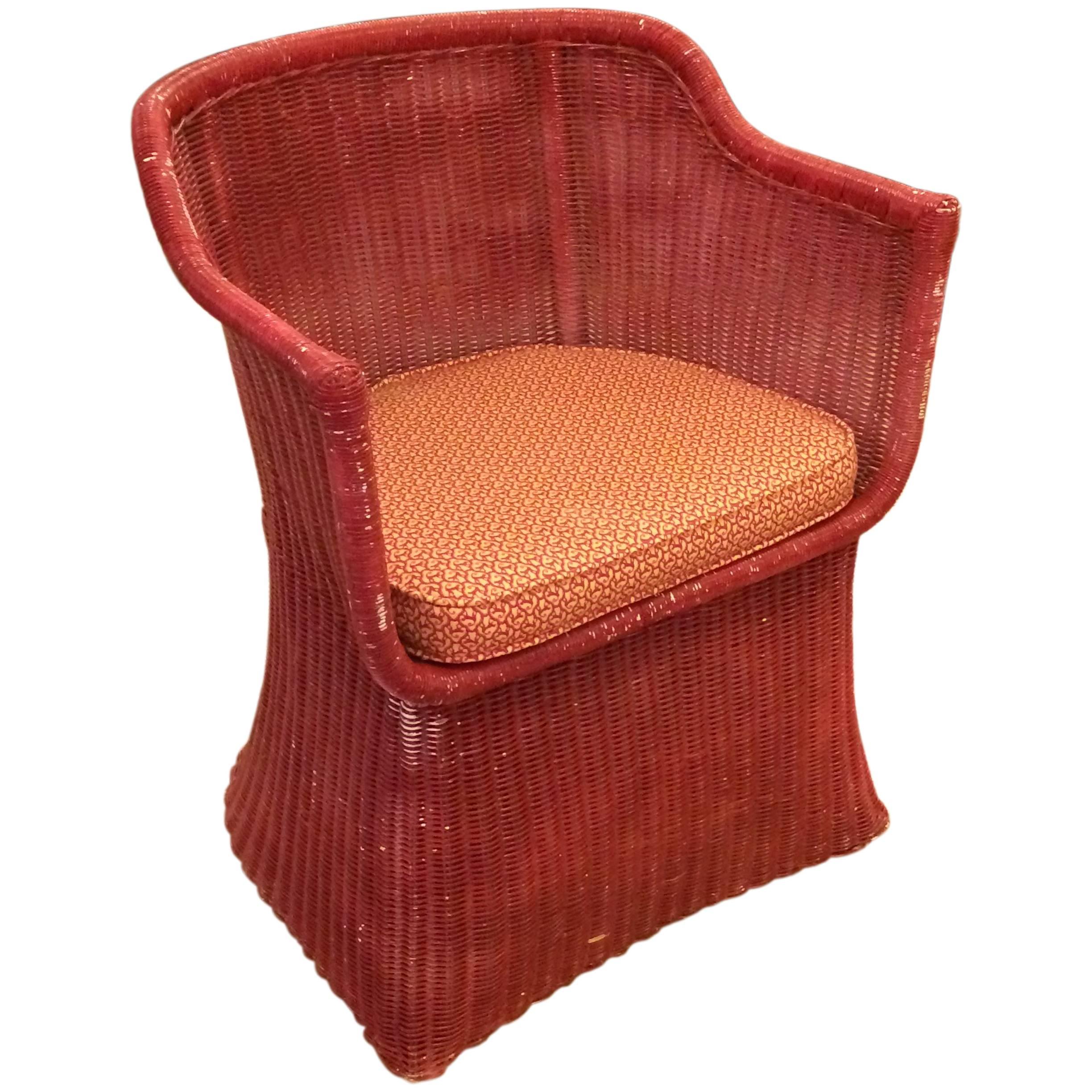 Billy Haines Style Classic Vintage Wicker Chair For Sale